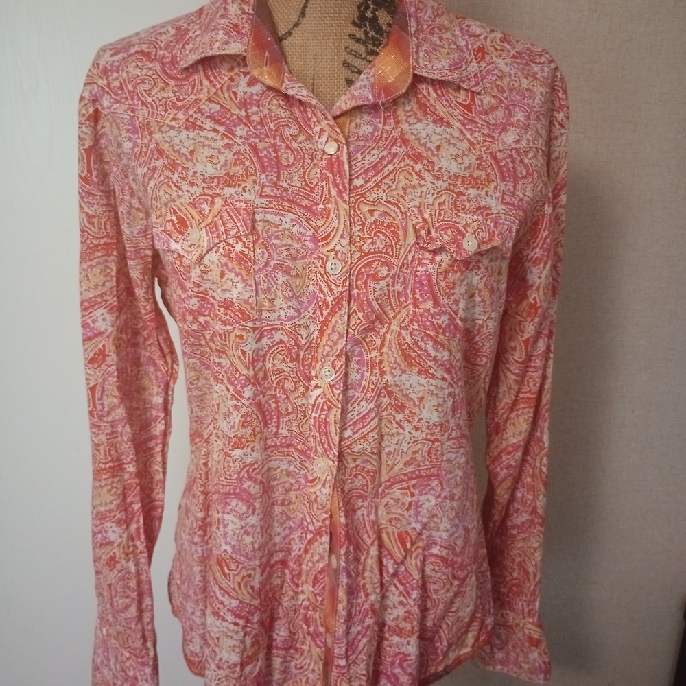 Panhandle Slim Pink and Orange Paisley Button Down Shirt